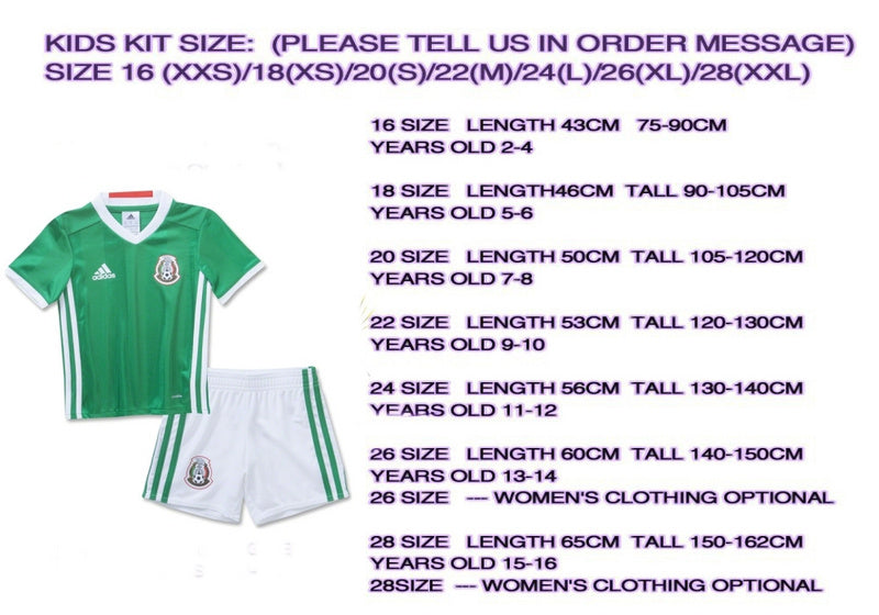 📏 Size table kids